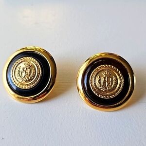 Earrings Round Liz Claiborne Gold Tone large Vintage classic
